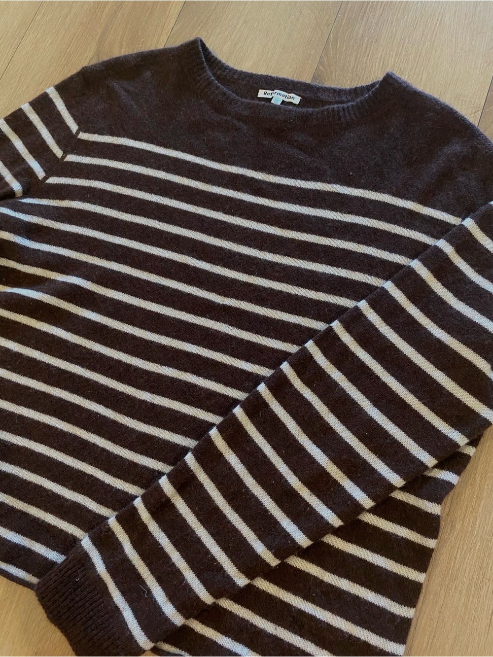 Reformation Striped Cashmere Crewneck Sweater